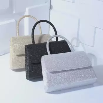 Стильная мини-вечерняя сумка через плечо и через руку с пайетками для особых случаев чёрный