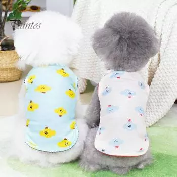 Стильная мягкая изысканная обертка Жилет для собак Мультяшная печать Питомец Собака Кошачий Жилет Рубашка Повседневная одежда S зелёный