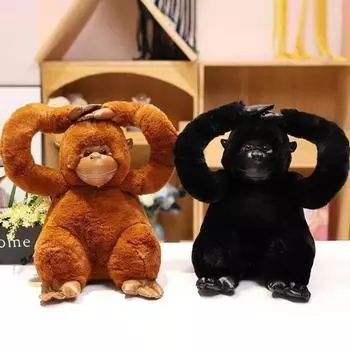 Стильная мягкая очаровательная плюшевая кукла-орангутанг, мягкая мультяшная игрушка-шимпанзе, детский подарок S темно-коричневого