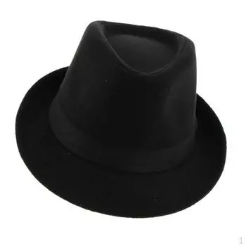 Стильная мужская и женская фетровая шляпа Manhattan Structured Ribbon Band Gangster Trilby Wool Fedora Hat Black Gray -