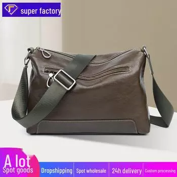 Стильная мужская сумка-мессенджер из натуральной кожи – повседневная, вместительная сумка через плечо с верхним слоем из коровьей кожи армия зеленый