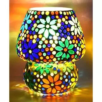 Стильная настольная лампа с куполообразным стеклянным абажуром, многоцветная, для гостиной, спальни, письменного стола (Настольная лампа_05)