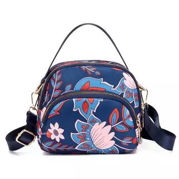 Стильная нейлоновая модная сумка через плечо: Модная универсальная сумка-ракушка большой вместимости для женщин Small flowers синий