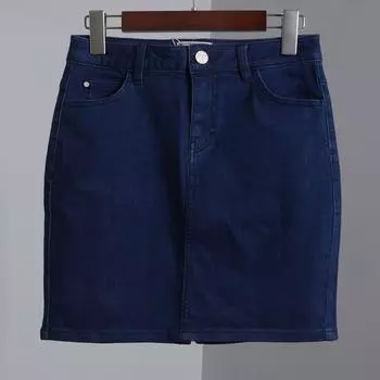 Стильная нишевая летняя джинсовая юбка темно-синего цвета Dark Blue XL