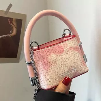 Стильная нишевая сумка-ведро с принтом, женская сумка, новая весенняя сумка-мессенджер через плечо 2024 года розовый