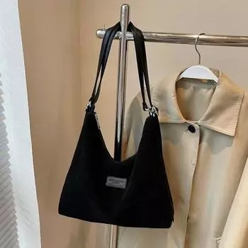 Стильная однотонная сумка через плечо из искусственной кожи на молнии, женская сумка через плечо, мягкая и простая сумка в стиле вестерн для поездок на работу чёрный