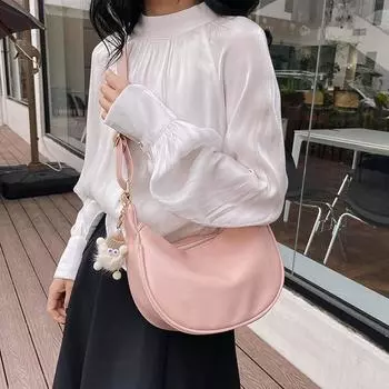 Стильная однотонная сумка из искусственной кожи на одно плечо, повседневная, мягкая и легкая, портативная, для мам и женщин