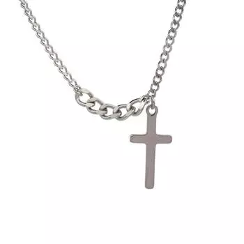 Стильная парная цепочка на шею Модная подвеска-распятие Регулируемая длина Цепочка до ключицы Ювелирное изделие Панк-украшение 2