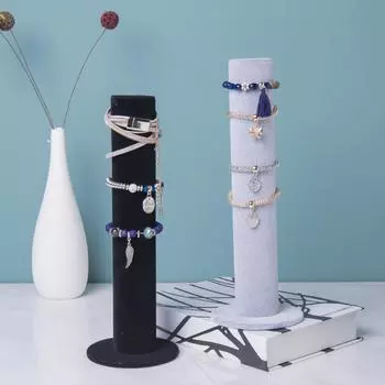 Стильная подставка для браслетов и часов с вертикальной стойкой для резинок для волос и Т-образным держателем для органайзера в шкафу чёрный