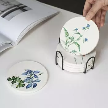 Стильная подставка для чашек с цветочным принтом, элегантный дизайн, теплоизоляция, водопоглощающий обеденный стол, круглый универсальный коврик для столовых приборов C