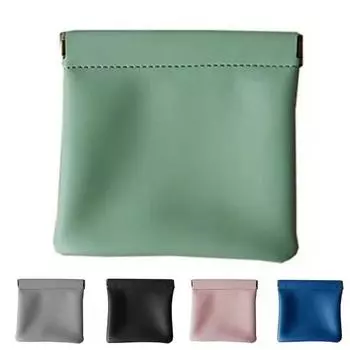 Стильная портативная косметическая сумка из искусственной кожи для хранения сплошного цвета синий