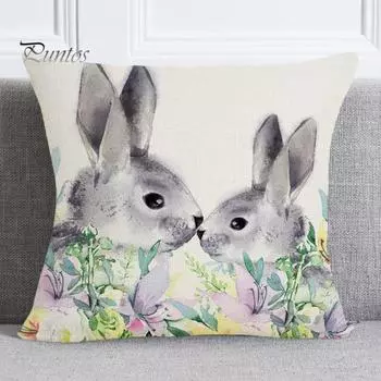 Стильная потайная молния, удобная наволочка для подушки с рисунком кролика, квадратная наволочка для подушки, товары для дома 45cm