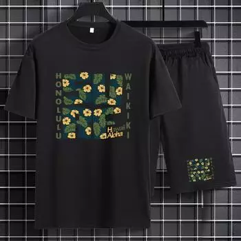 Стильная повседневная мужская сумка с ботаническим принтом (2 шт.) S