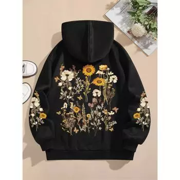 Стильная повседневная толстовка с капюшоном на завязках для зимы и осени - женская облегающая одежда на каждый день S