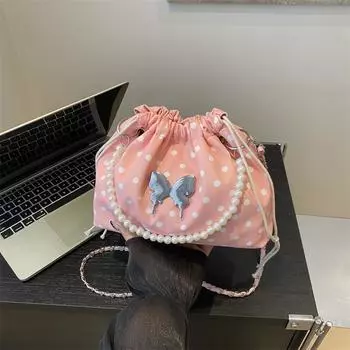 Стильная, простая и милая сумка-ведро через плечо с цепочкой, осень 2024 года, новая красивая сумка в стиле ретро чёрный