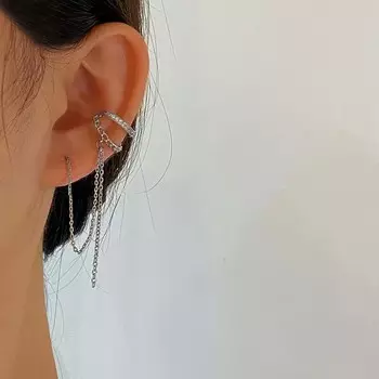 Стильная простая ушная булавка, встроенная в ушную косточку, клипса Joker, многослойная длинная кисточка, ушная нить без отверстия для уха, ювелирное украшение в подарок как