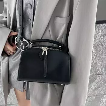 Стильная ретро-сумка через плечо Deluxe Pillow Bag Мягкая кожаная сумка Boston Pocket чёрный