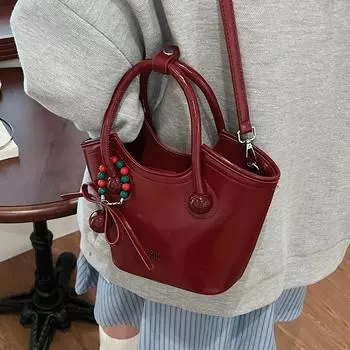 Стильная ретро-сумка-ведро для женщин 2025 года, новая модная сумка через плечо, кошелек коричневый