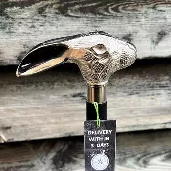 Стильная складная черная деревянная трость для ходьбы с серебряной ручкой в виде кролика - портативная и элегантная поддержка для повседневного использования - трость черного цвета