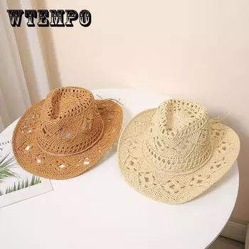 Стильная соломенная шляпа ручной работы из полого денима для мужчин и женщин, подходит для активного отдыха и посещения мероприятий one size бежевый