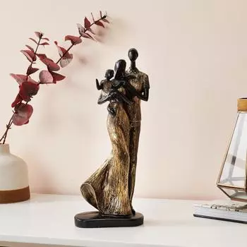 Стильная статуэтка влюбленной пары из смолы для романтического декора дома (Упаковка из 1 шт., золотисто-коричневый)