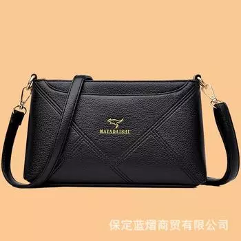 Стильная сумка через плечо для мамы среднего возраста, однотонная простая сумка через плечо в стиле ретро, универсальная сумка чёрный