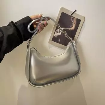 Стильная сумка через плечо из искусственной кожи для женщин 2025 года, новая модная сумка через плечо серебряный