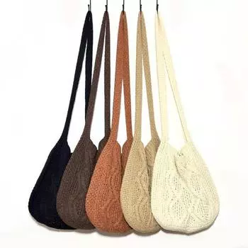 Стильная сумка через плечо, связанная крючком, на каждый день, винтажная вязаная сумка для покупок чёрный