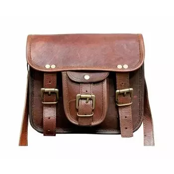 Стильная сумка-мессенджер из натуральной козьей кожи, настоящая сумка для ноутбука, коричневый портфель 7 x 9 x 4 in коричневый