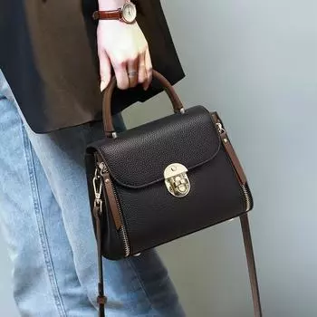 Стильная сумка-тоут из мягкой кожи, маленькая квадратная сумка в иностранном стиле, сумка через плечо чёрный