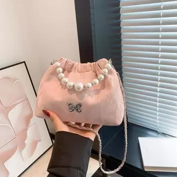 Стильная, свежая и милая сумка-ведро 2024 года, новая простая сумка для женщин, сумка-мессенджер через плечо с нишевым дизайном чёрный