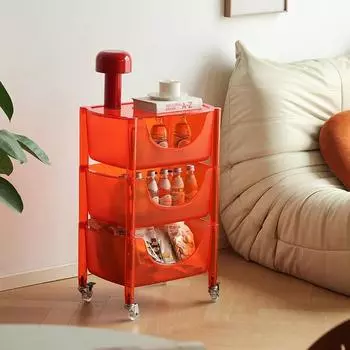 Стильная тележка для гостиной, полка для закусок, стеллаж для хранения игрушек, кухонное хранилище для овощей с колесами, домашний декор, мебель Premium Sense красный