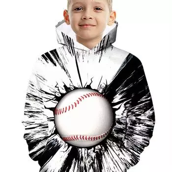 Стильная толстовка с капюшоном с 3D-образным рисунком для мальчиков, с длинным рукавом, удобная свободная толстовка с капюшоном на осень-зиму 100