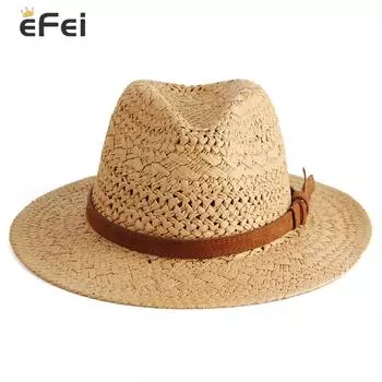 Стильная унисекс тканая соломенная шляпа в британском стиле, идеально подходящая для защиты от солнца на открытом воздухе и путешествий one size(55-58cm) хаки
