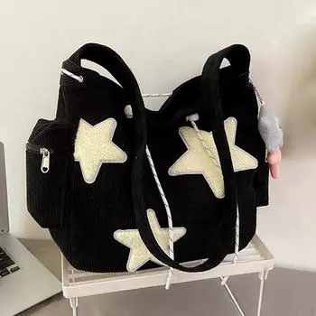 Стильная вельветовая сумка через плечо с регулируемым ремнем