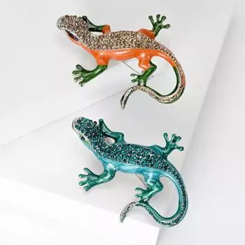 Стильная винтажная эмалевая брошь в виде ящерицы, простая булавка в виде животного, украшение для женской одежды