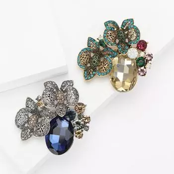 Стильная винтажная брошь-цветок из сплава со стразами, изысканная универсальная брошь-шаль для женского костюма, украшение на булавке