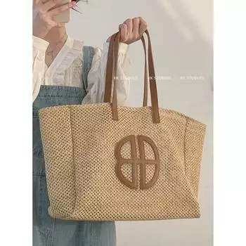 Стильная винтажная сумка-тоут, вместительная женская сумка для поездок на работу, плетеная сумка через плечо с ощущением роскоши, новые поступления кошелька чёрный