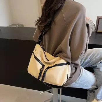 Стильная вместительная женская сумка через плечо, городская простая сумка-тоут, сумка подмышкой чёрный