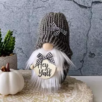 Стильная вязаная шапка для куклы-гнома, легкая и долговечная. серый