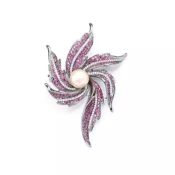 Стильная высококачественная брошь-цветок из цельного циркония, персонализированная брошь из натурального пресноводного жемчуга, антибликовый корсаж для женщины