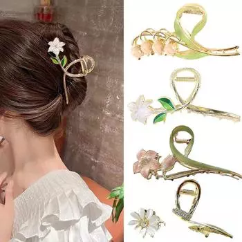 Стильная заколка для волос Fresh Temperament Oil Drop Floral Metal Shark