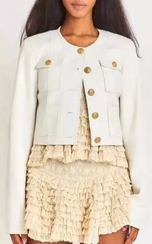 Стильная женская белая рубашка из натуральной кожи ягненка, дизайнерская, официальная, для вечеринки XS белый