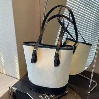 Стильная женская большая сумка через плечо в корейском стиле, универсальная дорожная сумка, новинка 2024 года, повседневная сумка-ведро большой вместимости