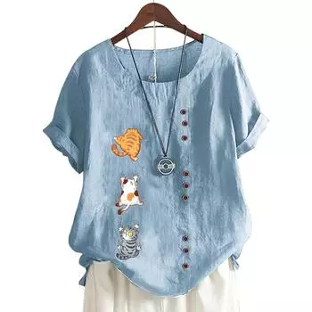 Стильная женская футболка с коротким рукавом и 11 вариантами красочного принта S розовый