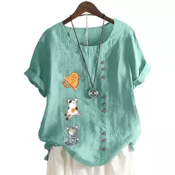 Стильная женская футболка с коротким рукавом и 11 вариантами красочного принта S розовый