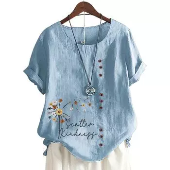 Стильная женская футболка с круглым вырезом и короткими рукавами, 11 вариантов цвета S синий