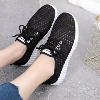 Стильная женская обувь из ткани Old Beijing: Мягкая, нескользящая, дышащая сетка, повседневная спортивная обувь 39 чёрный