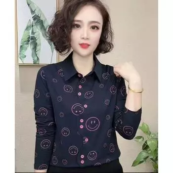 Стильная женская рубашка с длинным рукавом 2025: Омолаживающий, Модный и Стройнящий Дизайн 3XL синий