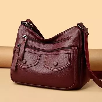 Стильная женская сумка через плечо из искусственной кожи на молнии, многофункциональная сумка-тоут для поездок на работу, высококачественная трендовая сумка через плечо